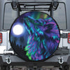 Aurora Howling Wolf Spirit Print Leather Spare Tire Cover