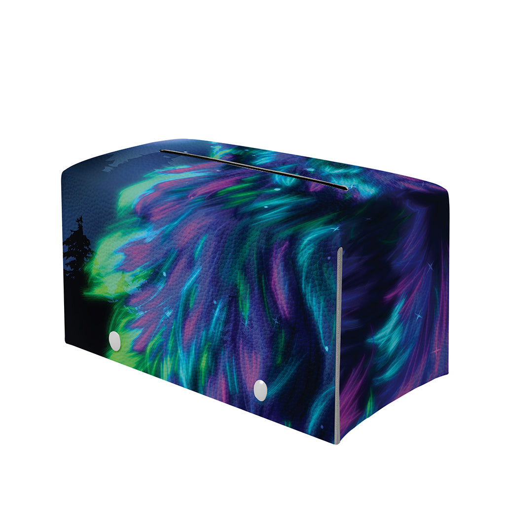 Aurora Howling Wolf Spirit Print Leather Tissue Box Cover