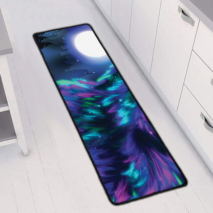 Aurora Howling Wolf Spirit Print Long Kitchen Mat