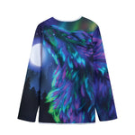 Aurora Howling Wolf Spirit Print Long Sleeve Short Coat
