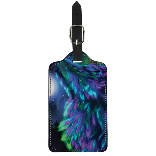 Aurora Howling Wolf Spirit Print Luggage Tag