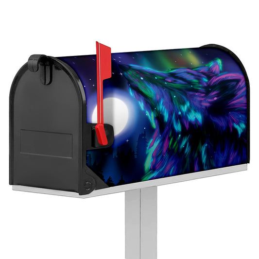 Aurora Howling Wolf Spirit Print Mailbox Cover
