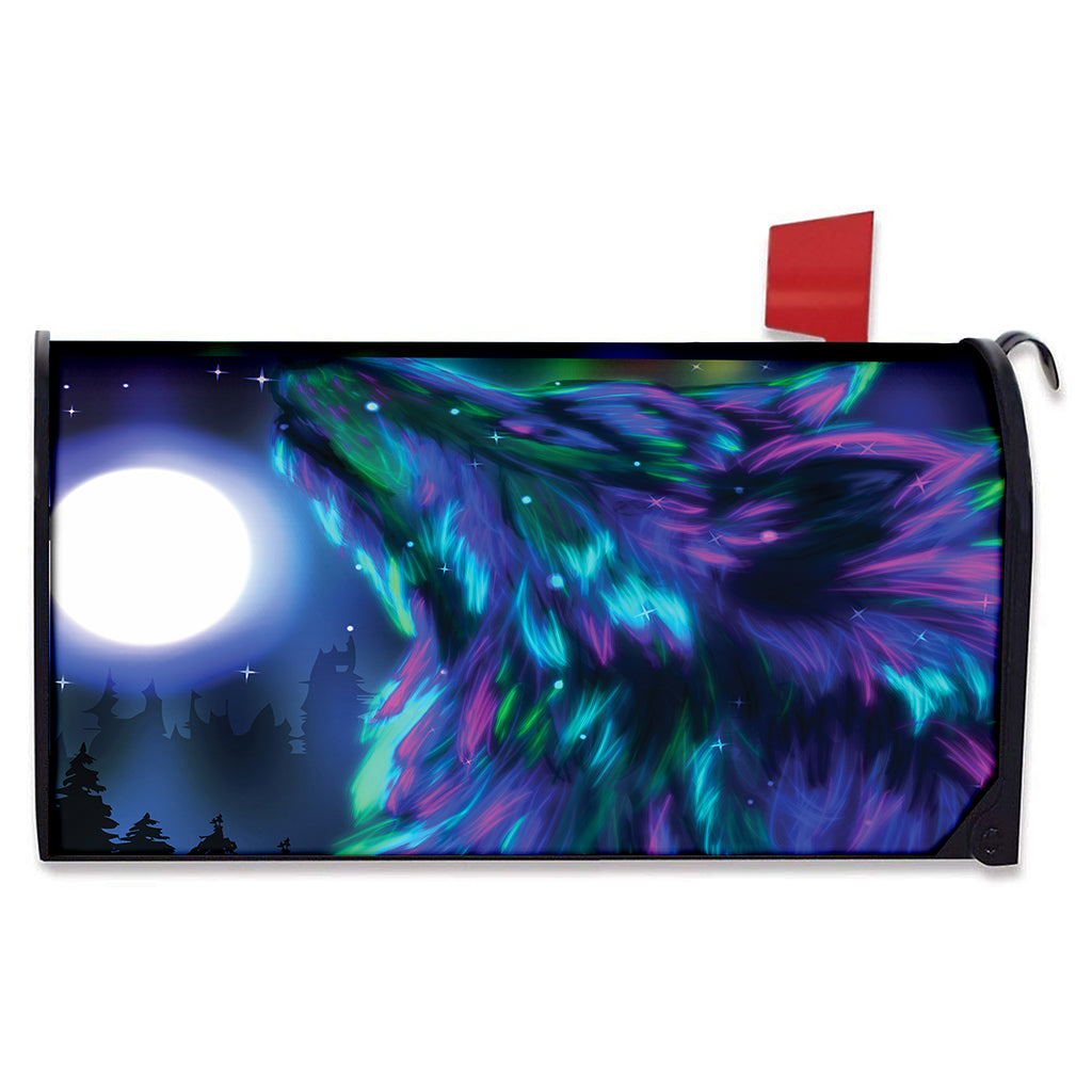 Aurora Howling Wolf Spirit Print Mailbox Cover