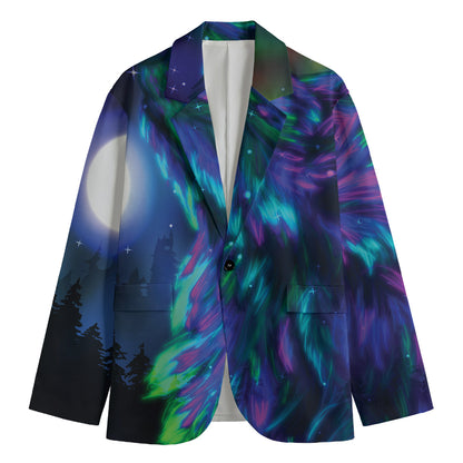 Aurora Howling Wolf Spirit Print Men's Blazer