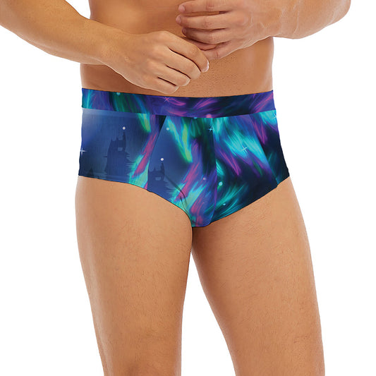 Aurora Howling Wolf Spirit Print Men's Briefs