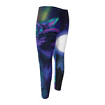 Aurora Howling Wolf Spirit Print Men's Compression Pants