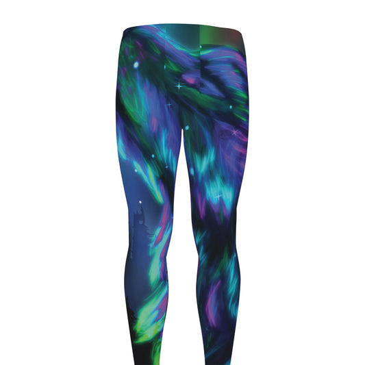 Aurora Howling Wolf Spirit Print Men's leggings