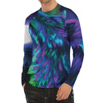 Aurora Howling Wolf Spirit Print Men's Long Sleeve Rash Guard