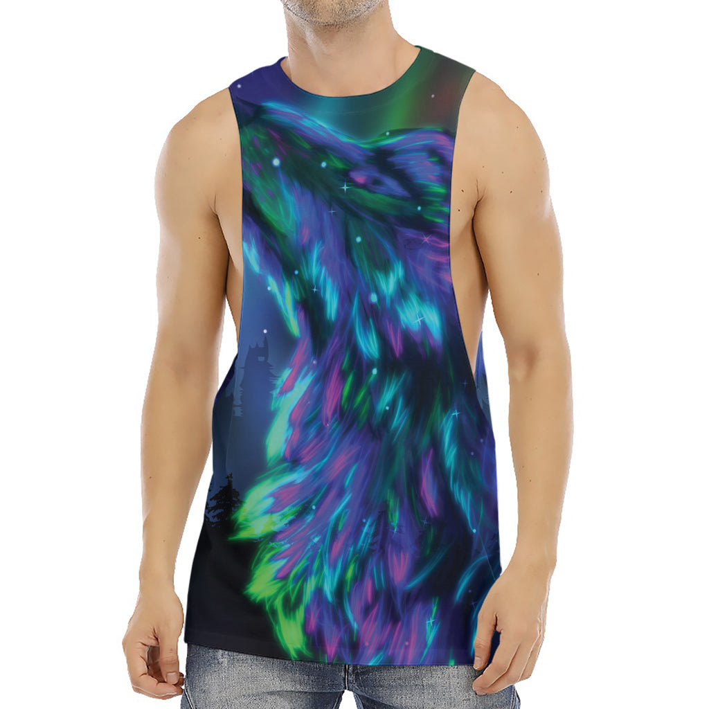 Aurora Howling Wolf Spirit Print Men's Muscle Tank Top