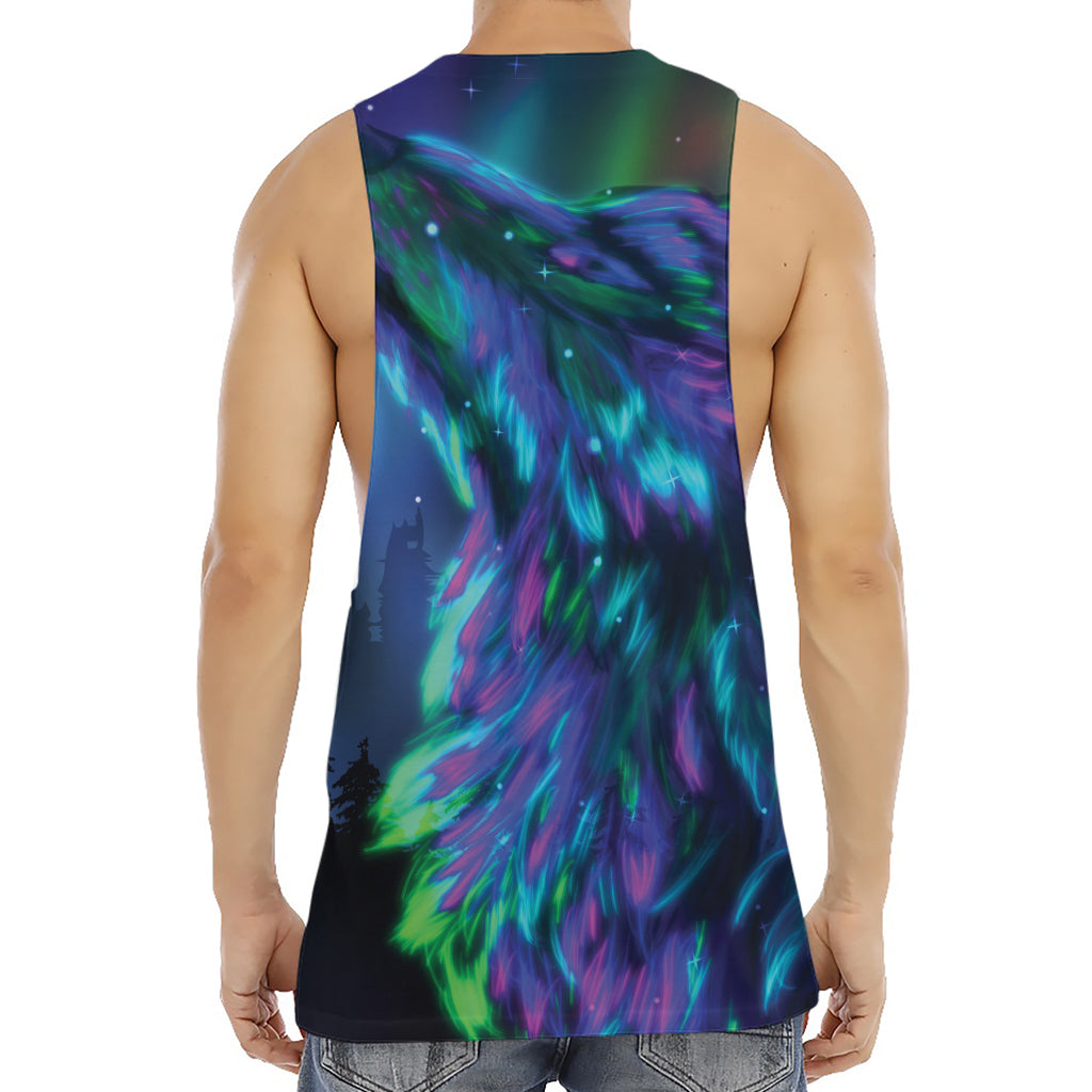 Aurora Howling Wolf Spirit Print Men's Muscle Tank Top