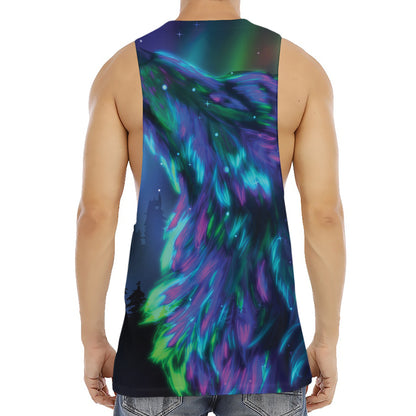 Aurora Howling Wolf Spirit Print Men's Muscle Tank Top