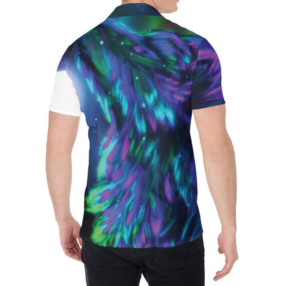 Aurora Howling Wolf Spirit Print Men's Shirt