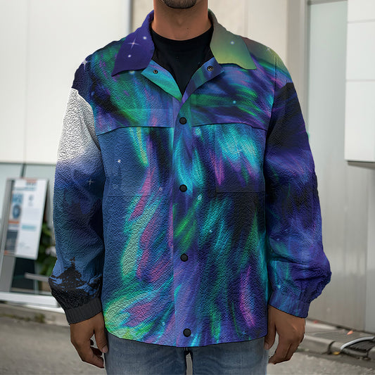 Aurora Howling Wolf Spirit Print Men's Shirt Jacket