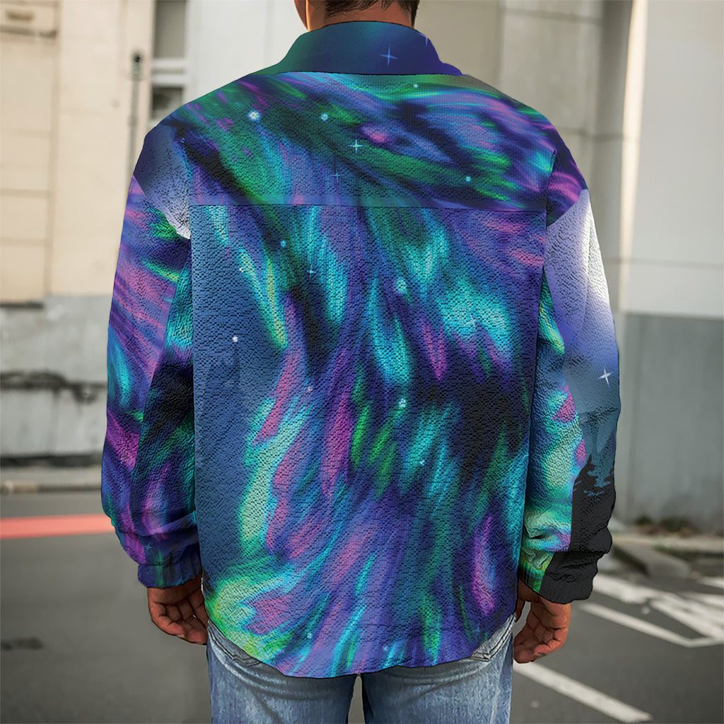 Aurora Howling Wolf Spirit Print Men's Shirt Jacket