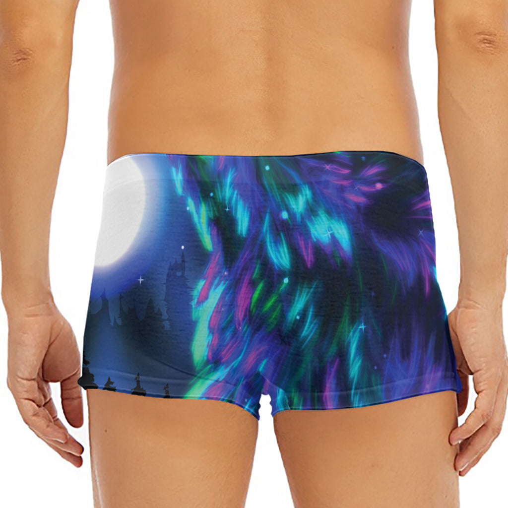 Aurora Howling Wolf Spirit Print Men's Short Boxer Briefs