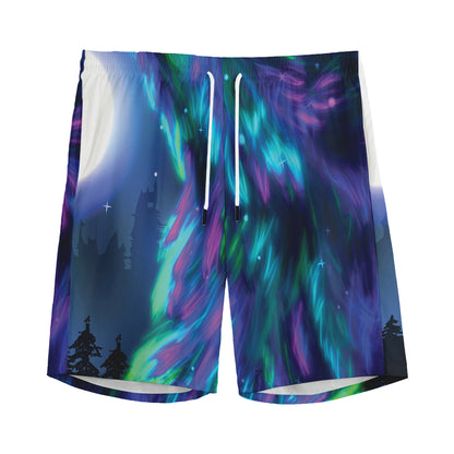 Aurora Howling Wolf Spirit Print Men's Sports Shorts