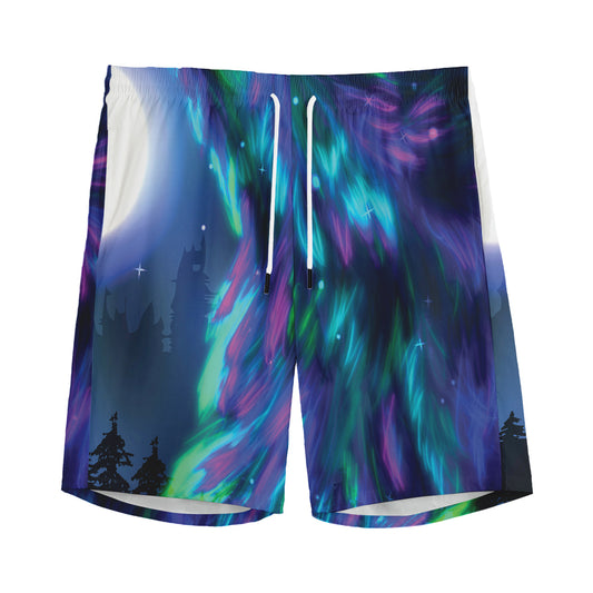 Aurora Howling Wolf Spirit Print Men's Sports Shorts