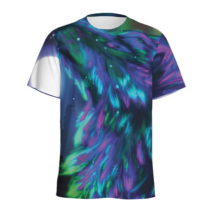 Aurora Howling Wolf Spirit Print Men's Sports T-Shirt