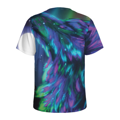 Aurora Howling Wolf Spirit Print Men's Sports T-Shirt