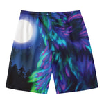 Aurora Howling Wolf Spirit Print Men's Swim Trunks