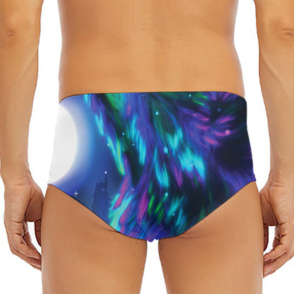 Aurora Howling Wolf Spirit Print Men's Triangle Swim Briefs