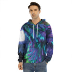 Aurora Howling Wolf Spirit Print Men's Velvet Pullover Hoodie