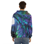 Aurora Howling Wolf Spirit Print Men's Velvet Pullover Hoodie