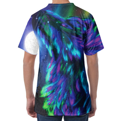 Aurora Howling Wolf Spirit Print Men's Velvet T-Shirt