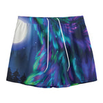 Aurora Howling Wolf Spirit Print Mesh Shorts