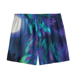 Aurora Howling Wolf Spirit Print Mesh Shorts