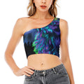 Aurora Howling Wolf Spirit Print One Shoulder Crop Top
