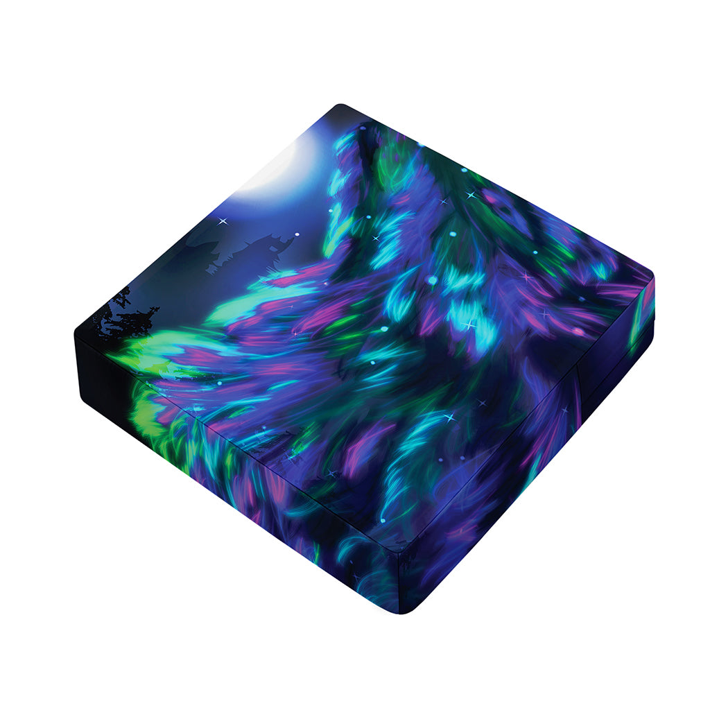Aurora Howling Wolf Spirit Print Outdoor Seat Cushion Cover