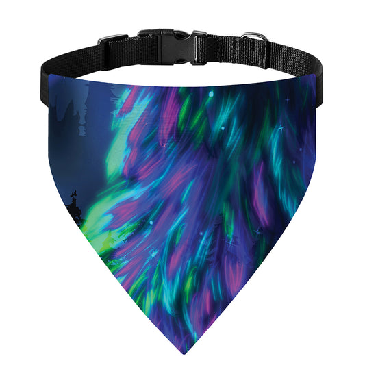 Aurora Howling Wolf Spirit Print Over The Collar Dog Bandana