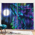 Aurora Howling Wolf Spirit Print Pencil Pleat Curtains