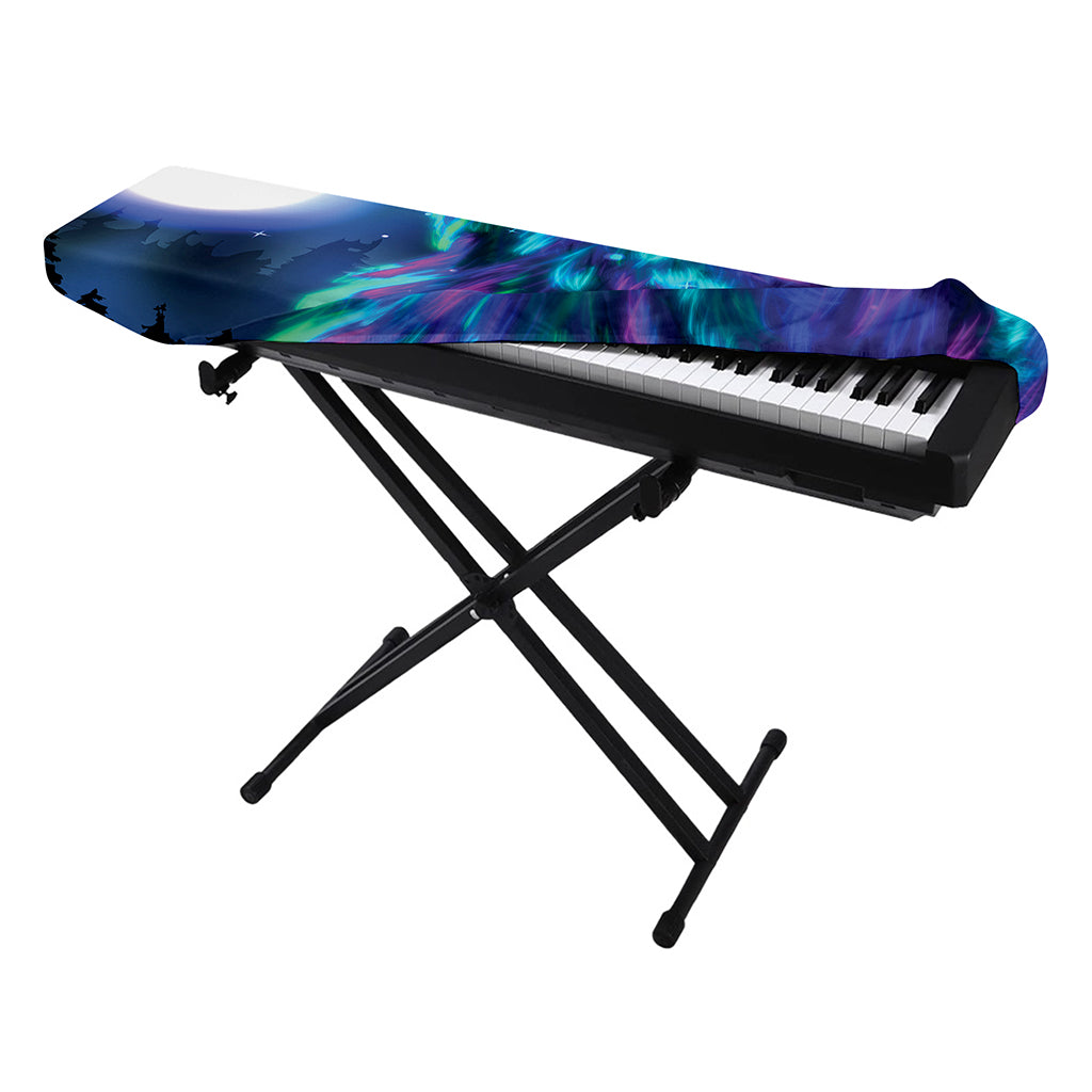 Aurora Howling Wolf Spirit Print Piano Keyboard Cover