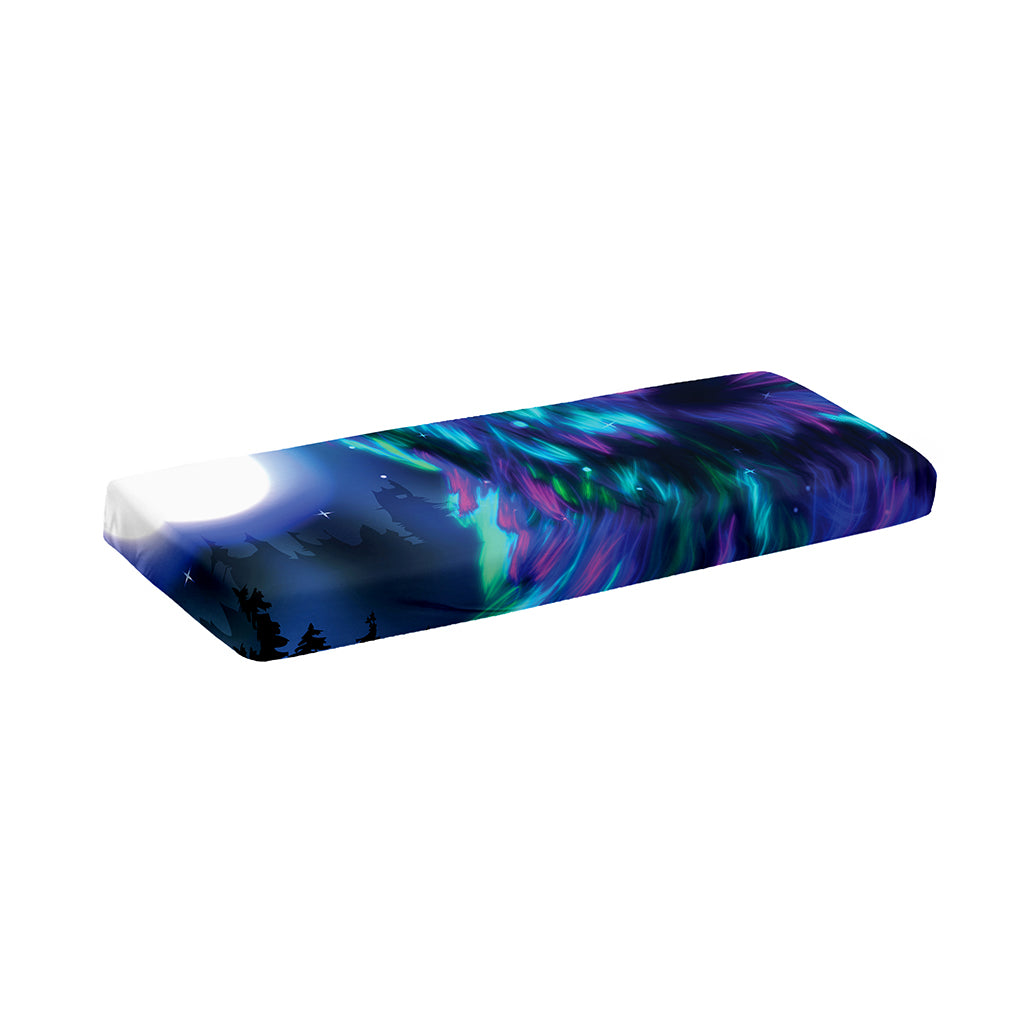 Aurora Howling Wolf Spirit Print Piano Keyboard Cover