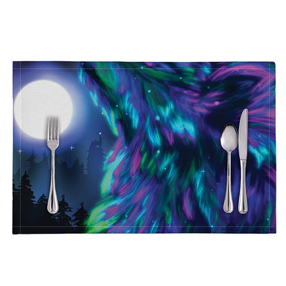 Aurora Howling Wolf Spirit Print Placemat