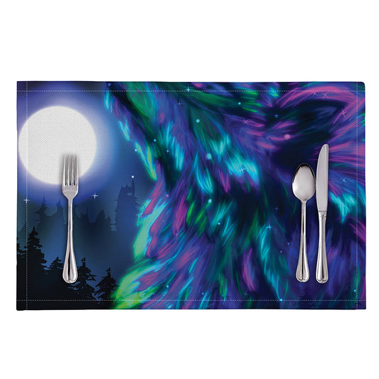 Aurora Howling Wolf Spirit Print Placemat