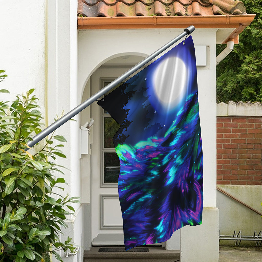 Aurora Howling Wolf Spirit Print Polyester Flag