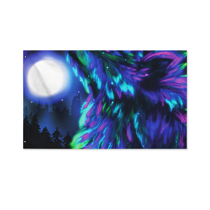 Aurora Howling Wolf Spirit Print Polyester Flag