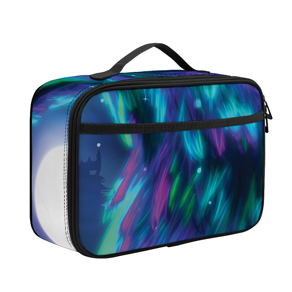 Aurora Howling Wolf Spirit Print Portable Lunch Bag