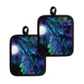 Aurora Howling Wolf Spirit Print Pot Holders