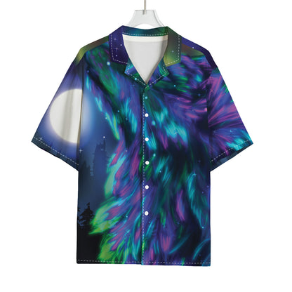 Aurora Howling Wolf Spirit Print Rayon Hawaiian Shirt