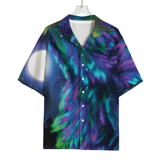 Aurora Howling Wolf Spirit Print Rayon Hawaiian Shirt