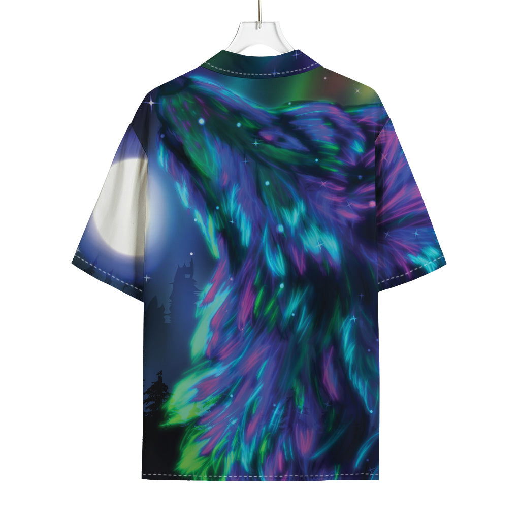 Aurora Howling Wolf Spirit Print Rayon Hawaiian Shirt