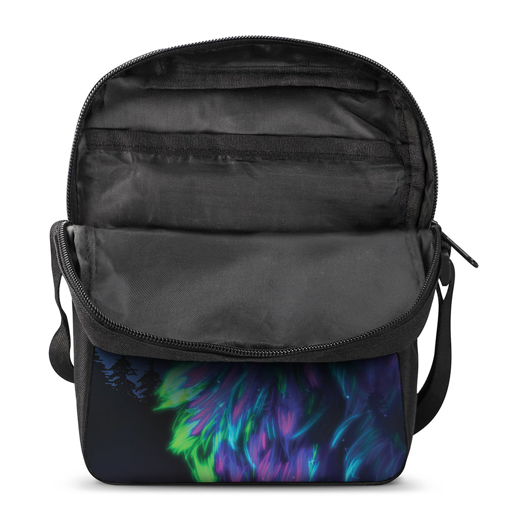 Aurora Howling Wolf Spirit Print Rectangular Crossbody Bag