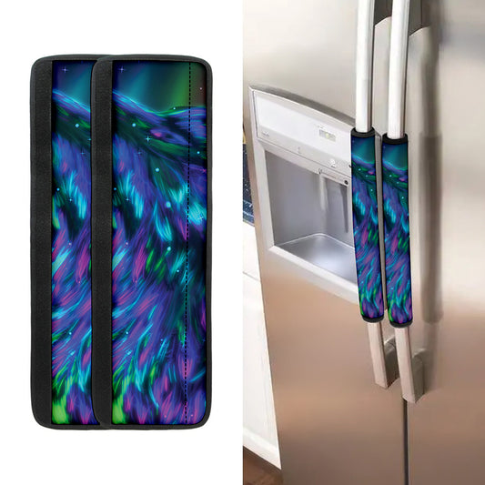 Aurora Howling Wolf Spirit Print Refrigerator Handle Covers
