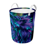 Aurora Howling Wolf Spirit Print Round Laundry Basket