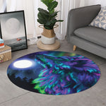 Aurora Howling Wolf Spirit Print Round Rug