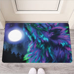 Aurora Howling Wolf Spirit Print Rubber Doormat